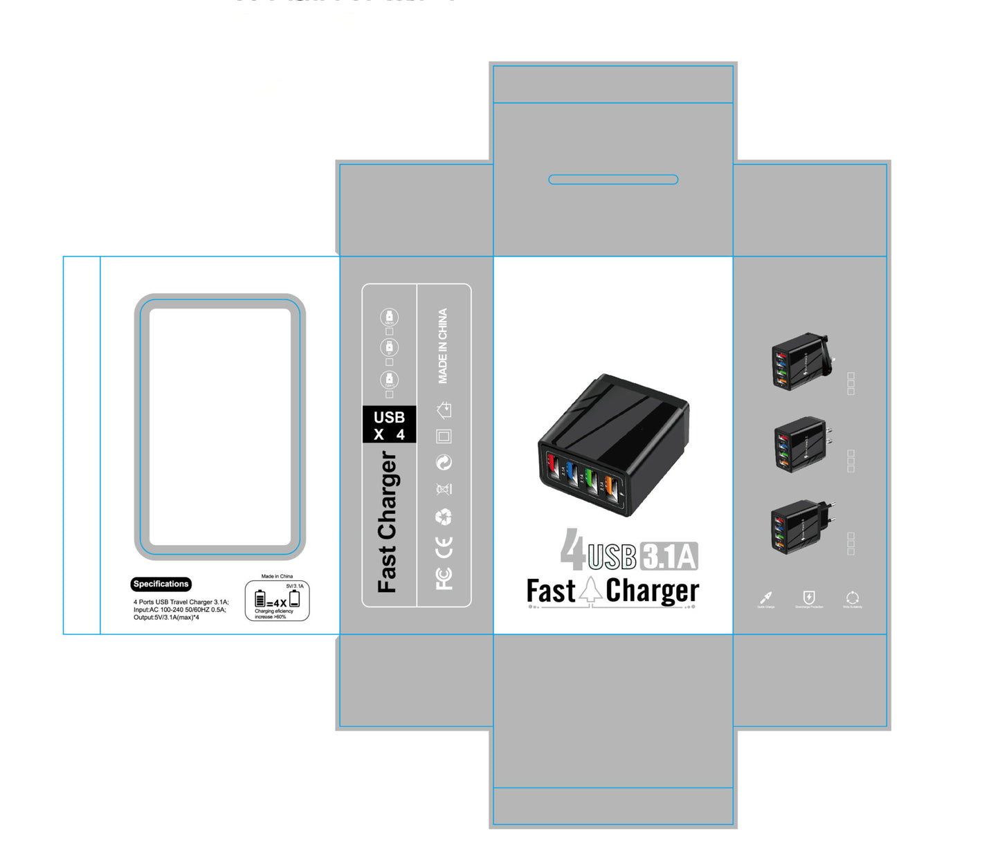 presa per caricare ultra velocemente fino a 4 dispositivi contemporaneamente